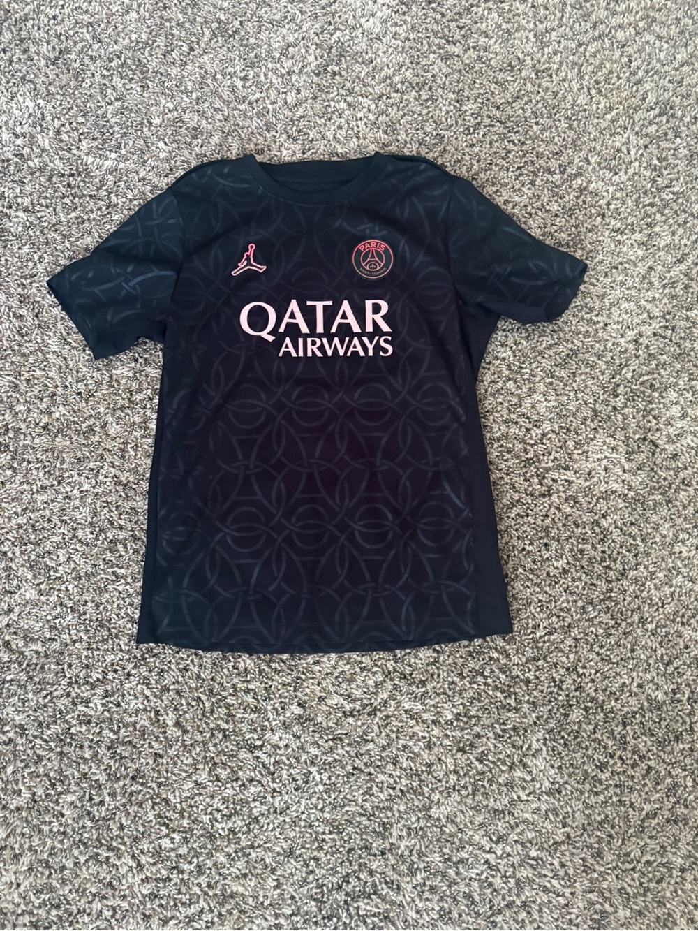 Jordan x PSG Black Youth Soccer Jersey with Pink Accents
